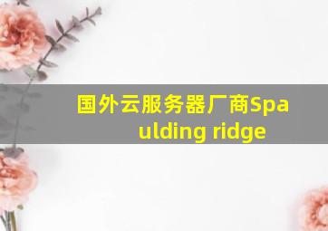 国外云服务器厂商Spaulding ridge